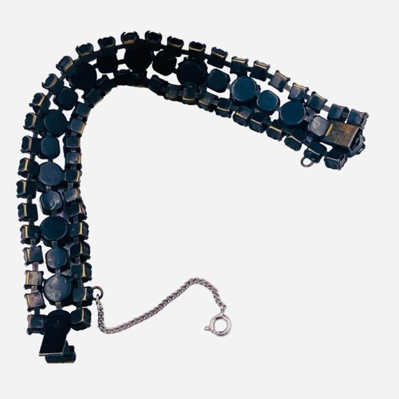 Stunning Vintage Regency Red Rhinestone AB Gun Metal Bracelet - Picture 5 of 8